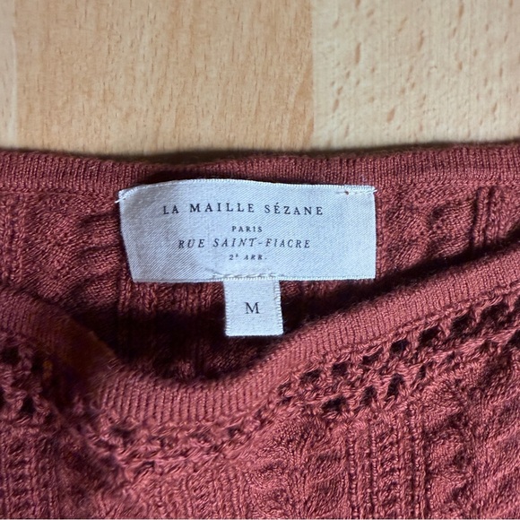 Sezane Honorine Long Sleeve Knit Midi Dress in Brick Orange Medium - Picture 5 of 10